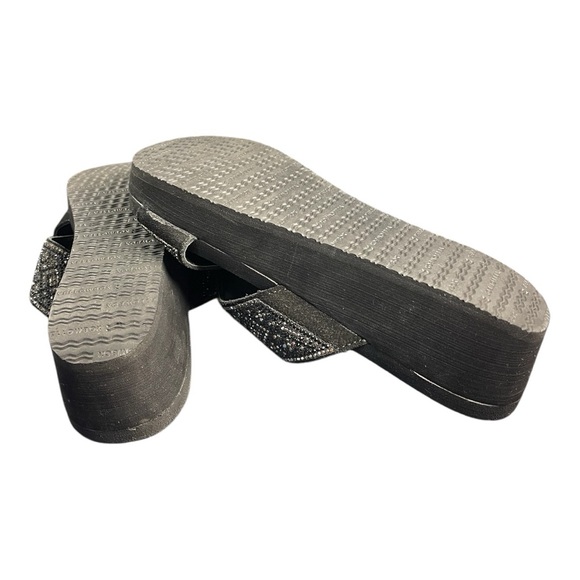 Yellow Box Black Sparkly Wedge Sandals - Size 10 - Picture 6 of 8